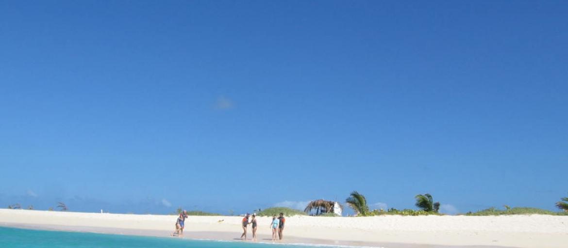 The blue sky, white sand and clear sea in the Caribbean The blue sky, white sand and clear sea in the Caribbean