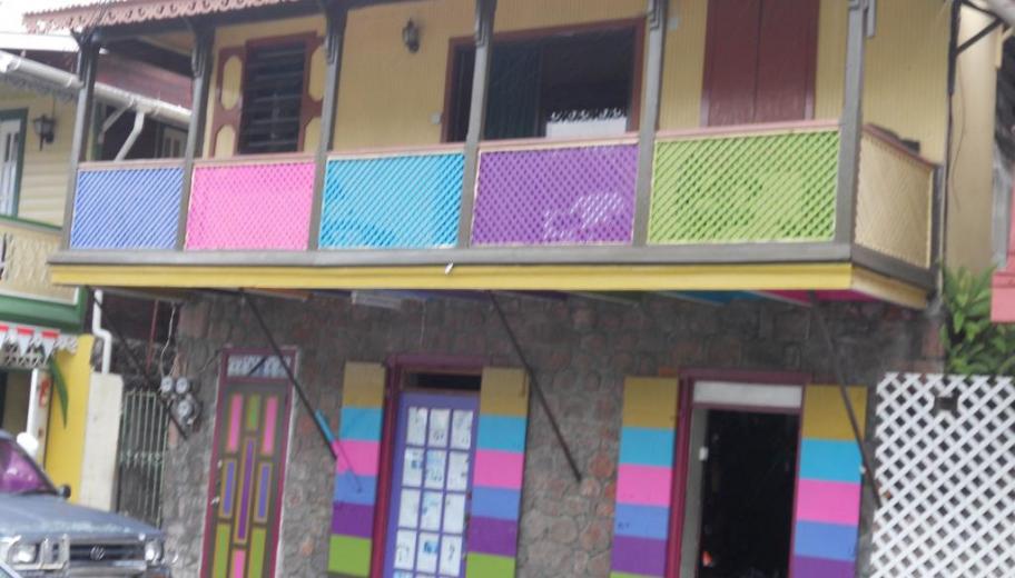 Coloured house in Roseau, The Dominican Republic