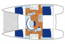 Lagoon 380 layout: 4-cabin version